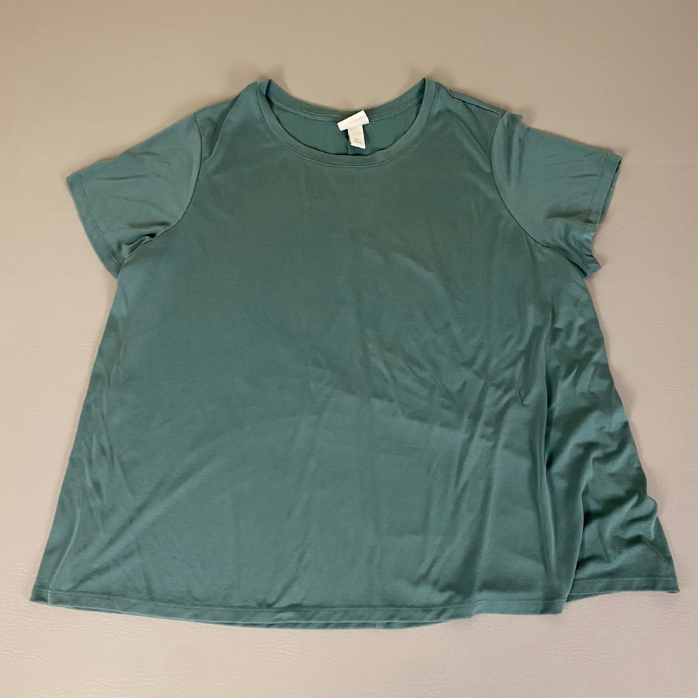 AVA &‎ VIV Tunic Top Women's Plus Size 1X Green Modal Blend Short Sleeve